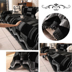 ROOMLIFE Black Sofa Cover, Vintage Boho Couch Cover for 3 Cushion Sofa, Non Slip Chenille Sofa Slipcovers for Dog, Washable Furniture Sofa Protector Cover with Tassel for Living Room, 71''X150”