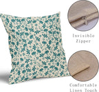 Teal Floral Pillow Covers 18x18 Set of 2 Vintage Rustic Old Style Cute Small Flower Blue Green Cream Print Decorative Outdoor Pillowcases Farmhouse Throw Cushion Case Decor for Couch Sofa Bed