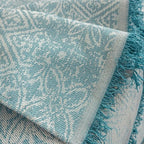 ROOMLIFE Blue Couch Cover Boho Sofa Covers for 3 Cushion Couch Washable, Furniture Protector Sofa Couch Cover for Dogs, Soft Breathable Sofa Slipcover, Couch Throw Blankets with Tassels 71''X118''