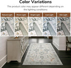 Lessymo 3x5 Washable Area Rugs for Living Room Bedroom Ktichen, Soft Boho Indoor Rug Non Slip, Vintage Carpet Low Pile for Dorm Office Dining Room Kids Room Hallway Entryway Bedside, Grey/Brown