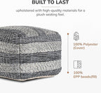 Anji Mountain Pouf Ottoman Foot Rest, Handmade Ottoman Pouf, Comfortable Foot Stool, Decorative Floor Seating for Living Room Decor, Bedroom & Home Décor Accent - Basalt Loom