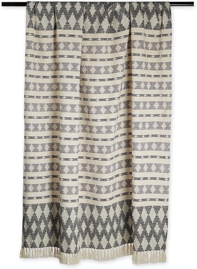 DII California Casual, Colby Southwest Woven Throw, Black & Gray, 50x60