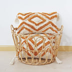 JOJUSIS Boho Lumbar Throw Pillow Covers with Handmade Tassels Decorative Woven Tufted Orange Pillowcase for Couch Bedroom 12 x 20 Inch Orange B