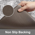 KIMODE Anti Fatigue Kitchen Mats, 2 PCS Cushioned Kitchen Rugs and Mats, Waterproof Kitchen Floor Mats Non Slip, Boho Comfort Foam Standing Mat for Laundry, Office, Sink, Grey Brown 17"x47"+17"x29"