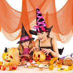 Set of 5 Halloween Creepy Gauze Cloth Decoration, Orange Scary Indoor Outdoor Halloween Gauze Tapestry Decor, Spooky Decorations for Home Wall Yard Haunted House Party Supplies, 72 x 30 inch