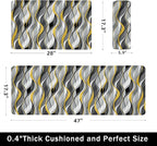 Kitchen Mats for Floor Modern Abstract kitchen rugs Grey and Yellow Stripe Anti Fatigue Kitchen Mats Waterproof Floor Mats Cushioned Non-Skid Standing Mats for Kitchen, Set of 2,17.3 x 28+17.3 x 47