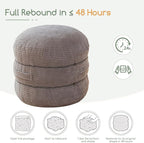 HIGOGOGO Pouf Ottoman Stuffed Round Modern Foam Filled Foot Rest Poufs 20 X 18 Inches Modular Ottomans Separated Into Floor Cushions for Living Room Chair Decorative Stool, Grey