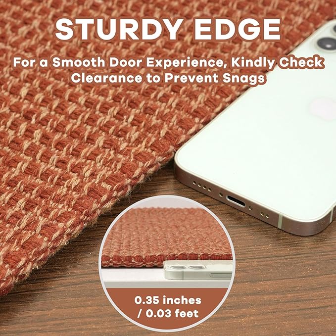 EARTHALL Runner Rug 3x16 Ft Washable Runners for Hallways Extra Long Woven Non Slip Entryway Runner Braided Kitchen Runner Indoor Outdoor Carpet Runners for Hotels, Hall, Stair, Rustic Orange/Tan