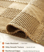 BESTSWEETIE 9'x12' Washable Rug Hand-Woven Low Pile Soft Checkerboard Pattern Reversible Checkered Braided Rugs with Short Fringe Carpet for Living Room Bedroom Dining Room Home Decor - Naturejute