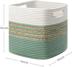 UBBCARE Set of 4 Storage Cubes 13 X 13 X 13 in, Water Hyacinth Storage Bins for Shelves, Toys, Book, Storage Baskets with Handles, Cotton Rope Woven Baskets for Organizing, Green