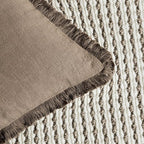 Foindtower Set of 2 Decorative Linen Fringe Throw Pillow Covers Cozy Boho Farmhouse Cushion Cover with Tassels Soft Accent Pillowcase for Couch Sofa Bed Living Room Home Decor, 22×22 Inch, Light Brown