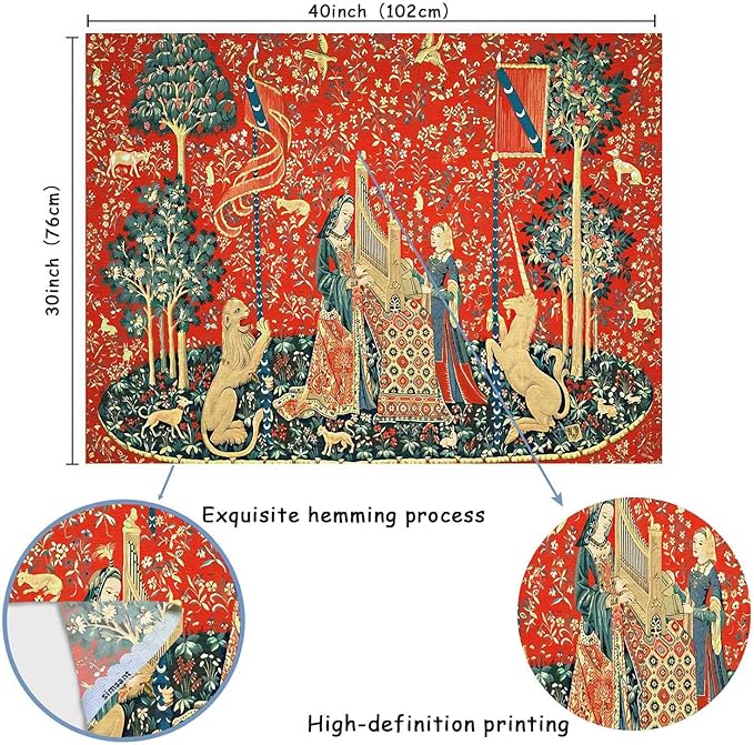 FEASRT Animal European Royal Princess Medieval Bohemian Mandala Tapestry, 40x30 Inches Soft Flannelette, for Bedroom Living Room Dorm