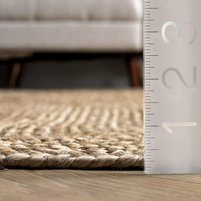 Rugs USA Juniper Natural/Ivory, 8'6" x 11'6", Hand Braided, Tiled, Jute, Soft and Textured, High Traffic, Stain Resistant, Easy Clean, Durable Area Rug for Bedroom, Living Room, Dining, Den, Foyer
