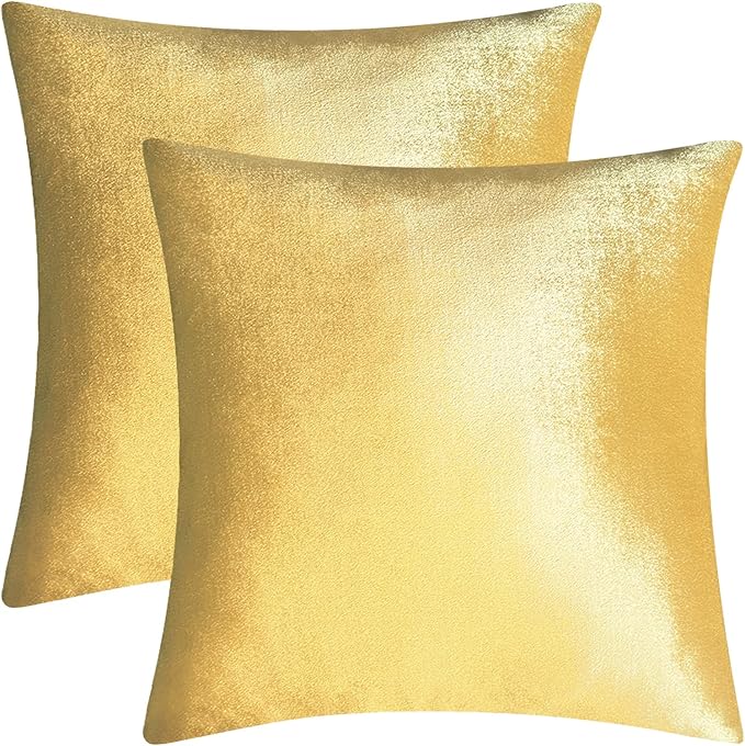 2 Pack 20x20 Pillow Cover Velvet Pillow Covers, Square Throw Pillow Covers for Living Room Decorations Throw Pillow Case, Throw Pillow Cover Cushion Cover for Home Sofa Bedroom Car, Gold