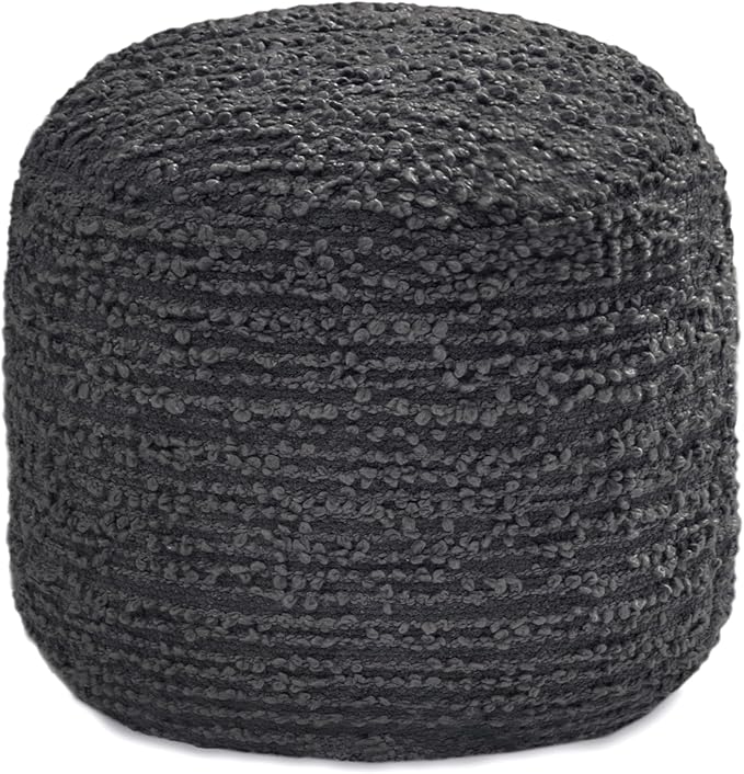 Anji Mountain Pouf Ottoman Foot Rest, Handmade Ottoman Pouf, Comfortable Foot Stool, Decorative Floor Seating for Living Room Decor, Bedroom & Home Décor Accent - Midnight Curl