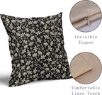 Vintage Flower Pillow Covers 20x20 Set of 2 Black Brown Floral Block Print Rustic Decorative Throw Pillows Outdoor Pillowcase Farmhouse Linen Cushion Case Decor for Home Sofa Couch Bed