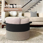 Goodpick 115L Extra Large Blanket Basket, 23.5"x23.5"x15.8" Woven Rope Basket for Storage, Kids Toy Storage for Nusery Room