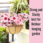 LaLaGreen Hanging Planters for Outdoor Plants (2 Pack, 12 Inch) Hanging Baskets with Coco Liner Flower Pots, Metal Wire Round Plant Holder Hanger Hook Chain Deck Porch Garden Balcony Farmhouse Decor