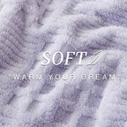 EXQ Home Fleece Throw Blanket for Couch or Bed - 3D Waffle Patchwork Pattern Jacquard Decorative Blankets - Cozy Soft Lightweight Fuzzy Flannel Blanket Suitable for All Seasons(50"×60",Light Purple)