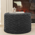 Round Pouf Ottoman 20 x 20 x 14 Inches Boho Poof Home Decor Floor Pouffe Ottoman Foot Rest for Couch Sofa Bean Bag Chairs Living Room Bedroom (Dark Gray)