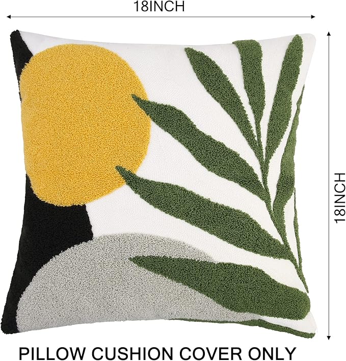 JASEN Abstract Boho Pillow Covers 18x18,Soft Mid Century Geometric Floral Decorative Throw Pillows for Couch Bed Sofa Bedroom（Only 1 Pillow Cover） (D, 18x18)