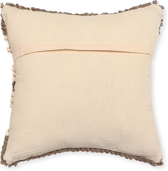 · REDEARTH · Boho Textured Throw Pillow Cases - Woven Tufted Decorative Farmhouse Cushion Covers Set for Couch - Sofa - Bed - Chair - Dining - Patio - Outdoor - 100% Cotton (18x18; Natural) Pack of 2