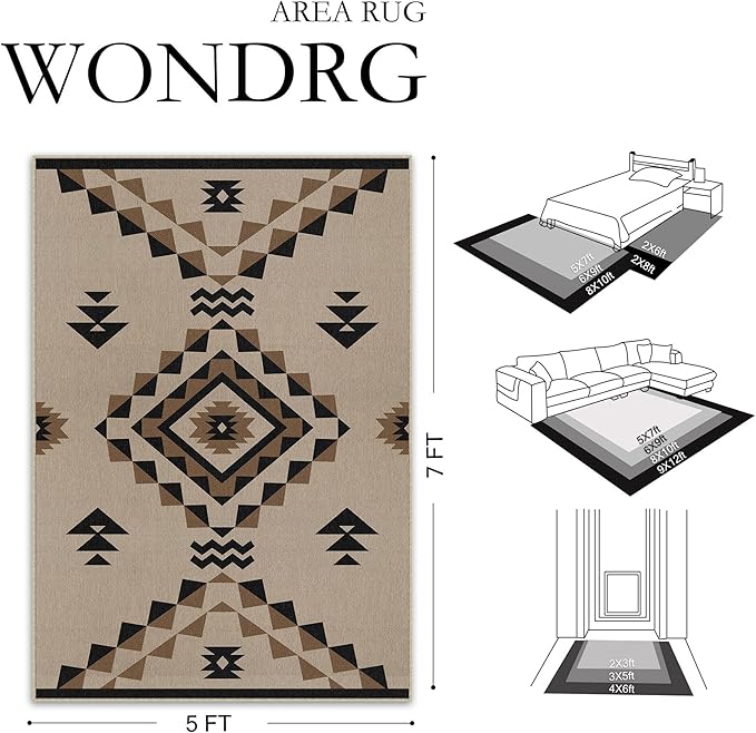 6x9 Easy Jute Outdoor Patio Rug Washable Brown Boho Floral Area Rug for Living Room Lightweight Non Slip No Sheding Carpet Balcony Farmhouse Bedroom Backyard Dining Room Deck