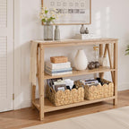 StorageWorks Scalloped Water Hyacinth Baskets, Hand-woven Rattan Baskets with Built-in Handles, Cute Baby Basket for Nursery, Basket for Organizing and Decor, 15"L x 11"W x 6¾"H