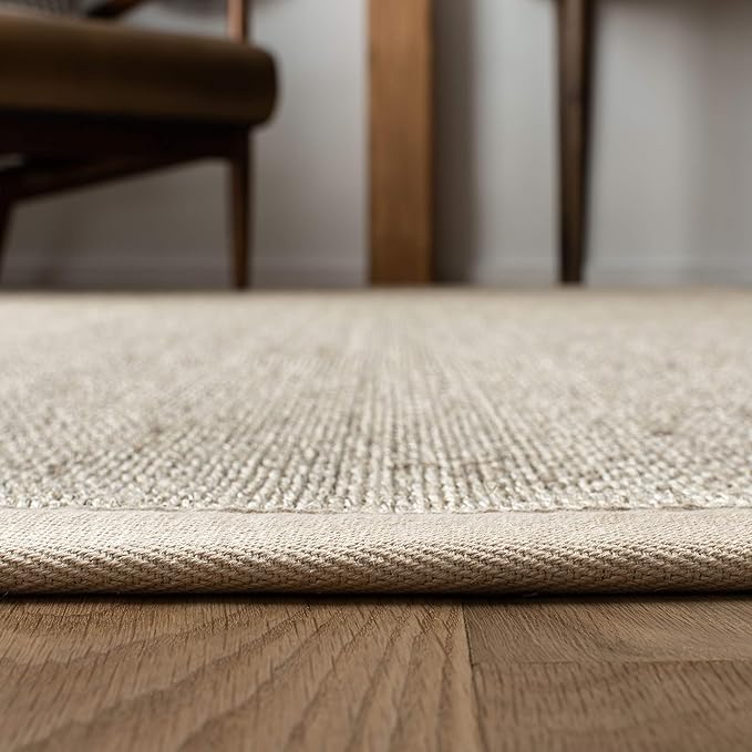 SAFAVIEH Natural Fiber Collection Runner Rug - 2'6" x 8', Marble & Beige, Sisal, Woven Design with Border (NF143C)