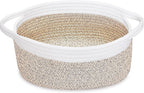 ABenkle Small Woven Basket, 12" x 8" x 5" - Cute Storage Basket with Handles for Room, Cat & Dog Toys, Gift Box
