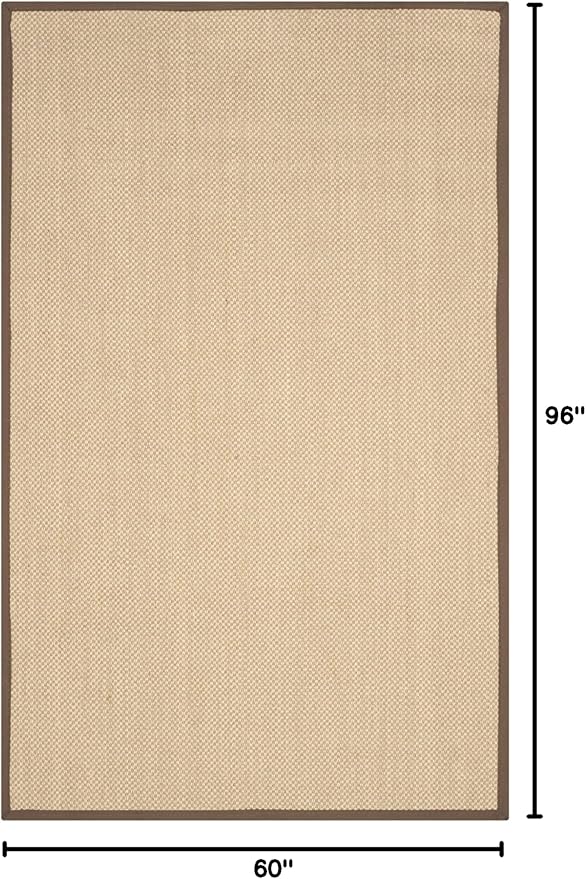 SAFAVIEH Area Rug 5x8 - Natural Fiber Collection - Maize & Brown, Sisal, Woven Design with Border (NF141C)