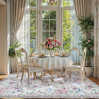 Lahome Purple Floral 5x7 Area Rugs, Boho Rugs for Bedroom Girls,Vintage Living Room Rug Non Slip Low Pile Ultra-Thin Large Carpet for Farmhouse,Dining Room,Kids,Nursery Nina(5'X7',Purple/Grey)