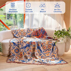 Boho Throw Blanket 60"x80" 100% Cotton Twin Bed Bird Blanket, Reversible Breathable Lightweight Spring Decorative Tassel Blankets for Couch Sofa Decor