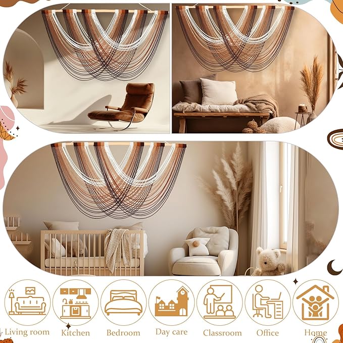 Tiamon Boho Wall Decor - 59''W x 35.4'' L Macrame Wall Hanging Dip-Dye Large Tapestry Art for Home Bathroom Farmhouse Bedroom Living Room Office Natural Modern Rustic Decoration