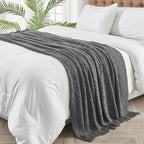inhand Grey Throw Blanket for Couch and Bed, Soft Living Room Home Decor Knitted Twin Size Blanket, Outdoor Lightweight Breathable Summer Blanket, Farmhouse Warm Woven Decorative, 60"x80"