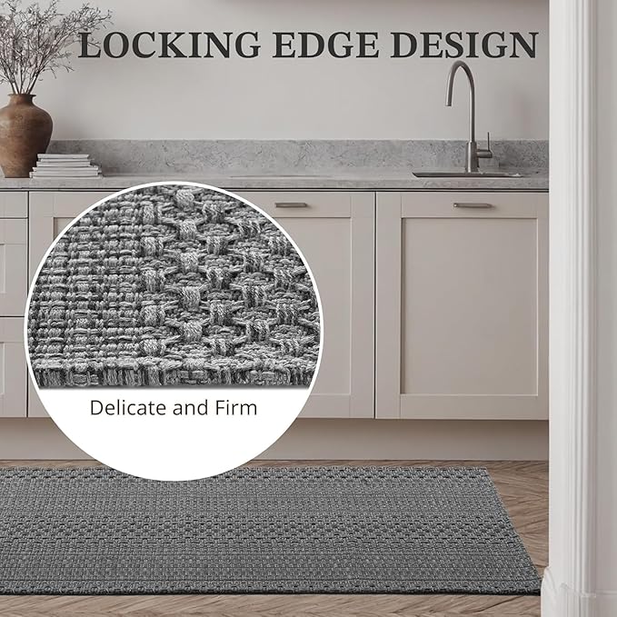 3x5 ft Area Rug - Machine Washable Non-Slip Boho Rug for Living Room, Woven Rug for Bedroom, Dining Room, Home Office - Soft, Lightweight, Stain-Resistant, Soundproof - Grey