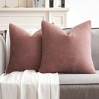 MIULEE Pack of 2 Blush Pink Decorative Pillow Covers 20x20 Inch Soft Chenille Couch Spring Throw Pillows Farmhouse Cushion Covers for Valentine's Day Home Decor Sofa Bedroom Living Room