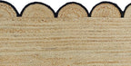Scalloped Natural Jute Area Rug, Black Trim, 2'6"x14'