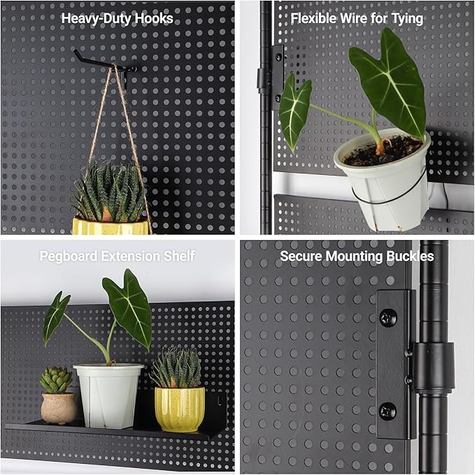 Barrina LH750 Pegboard Indoor Greenhouse with Grow Light, Plant Cabinet with 4PCS 5000K Full Spectrum Grow Lamps, 3 Adjustable Pegboards, 2 Racks, Wheel, for Foliage Plant, Seedling, 29.5x13.8x67.9IN