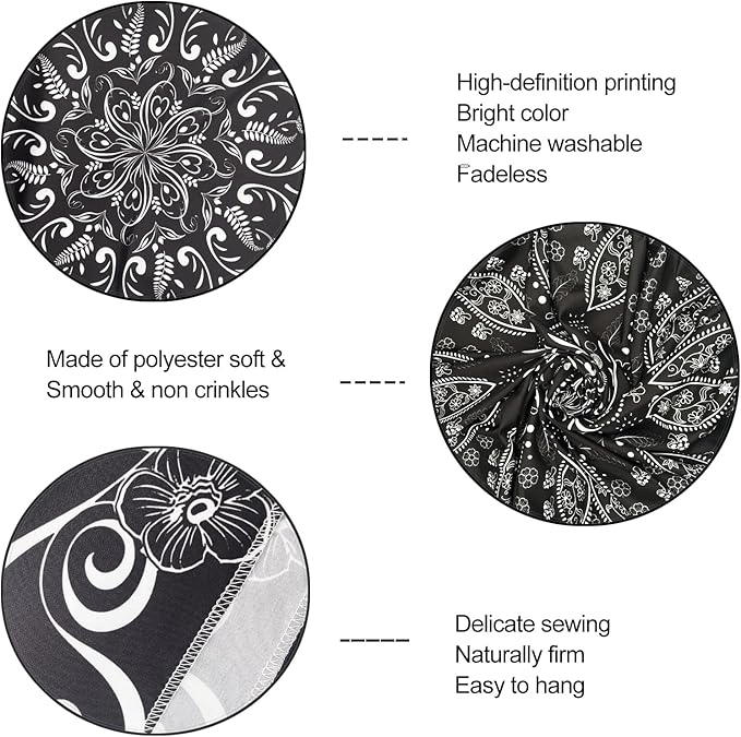 KJHL Floral Bohemian Tapestry Black and White Flower Aesthetic Tapestry Mandala Room Decor Wall Hanging Boho Tapestries for Bedroom Dorm(Black, 44" x 60")