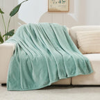 NEWCOSPLAY Super Soft Queen Blanket New Sage Green Premium Silky Flannel Fleece Leaves Pattern Lightweight Bed Blanket All Season Use (New Sage Green, Queen(90"x90"))
