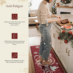 GENIMO Christmas Decorations - Kitchen Mats for Floor, 2PCS Christmas Kitchen Rugs, Cushioned Anti Fatigue Mat for Home Decor, Waterproof Non Slip Standing Mat for Laundry, 17.3"x47"+17.3"x30", Red