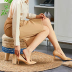 Cpintltr Storage Ottoman Poufs Handwoven Footstool Natural Seagrass Round Footrest Stool with 4 Wood Legs Soft Padded Outdoor Seat for Hallway Lounge Bedroom Garden
