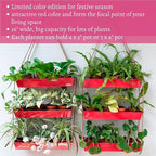LaLaGreen Hanging Wall Planter - 16 Inch Three Tier Plant Hanger for Succulent Indoor Herb Planter Metal Wall Plant Holder Bright Red Christmas Decor, Vertical Garden Hanging Planter Shelf Outdoor