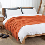 Vonty Rust Orange Knitted Blanket with Tassels Fringe 60" x 80", Super Soft Knit Throw Blanket, Farmhouse Decorative Lightweight Blanket for Couch, Sofa, Bed