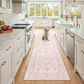 Area Rugs 2'x8' Runner Rug Non Slip Washable for Kitchen Hallway Bedroom Beside Laundry Room Bathroom Rug, Floor Carpet, Pink Greypink Cute