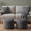 2 Pcs 20 x 15 Inch Unstuffed Ottoman Pouf Cover Corduroy Foot Rest - No Filler, Striped Foot Stool Floor Bean Bag Floor Chair Storage for Modern Farmhouse Bedroom Home Decor(Gray)