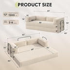 WLIVE 87'' Futon Sofa Bed, Convertible Sleeper Sofa, Folding Pull Out Couch Boneless Mattress with Fixed Frame, Corduroy, Beige