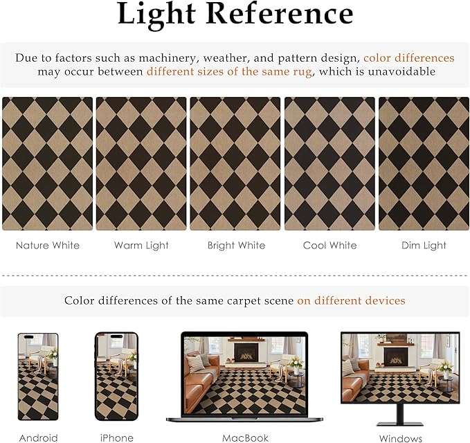 2x6 Checkered Easy Jute Runner Rug Non Slip Hallway Kitchen Washable Outdoor Rug for Entryway Indoor Checkerboard Black Indoor Outdoor Carpet for Bedside Entry Front Door Porch