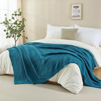 Knitted Throw Blanket 50"X60", Teal Knit Throws for Bed, Super Soft Boho Chevron Blankets for Couch Sofa Chair Room Decor, Textured Decorative Farmhouse Cozy Lightweight
